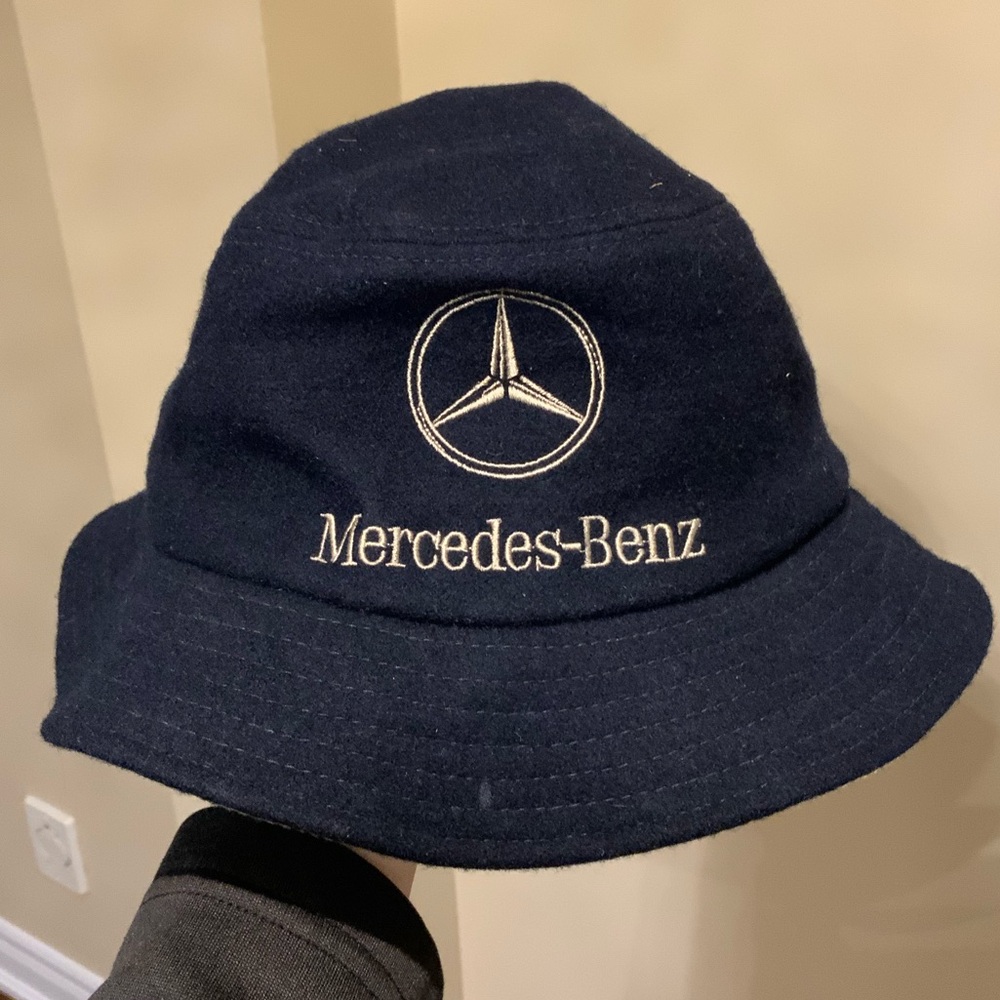 Vintage MERCEDES-BENZ Fabric Bucket Hat Adult Unisex Navy Blue Size 23”